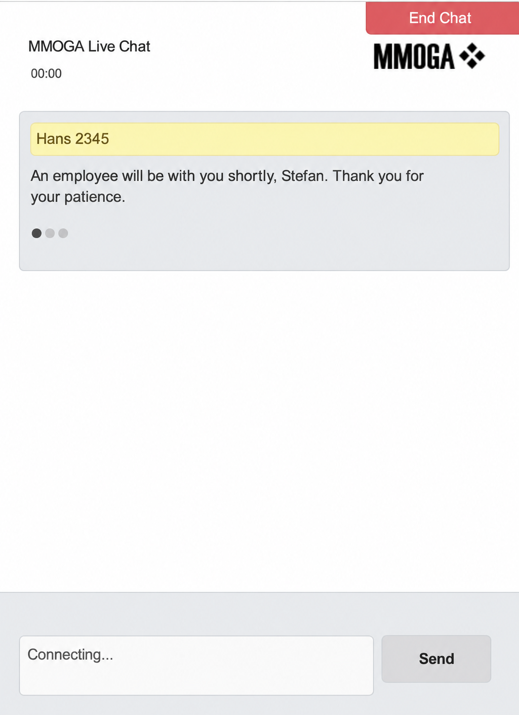 Contacting shop support through live chat