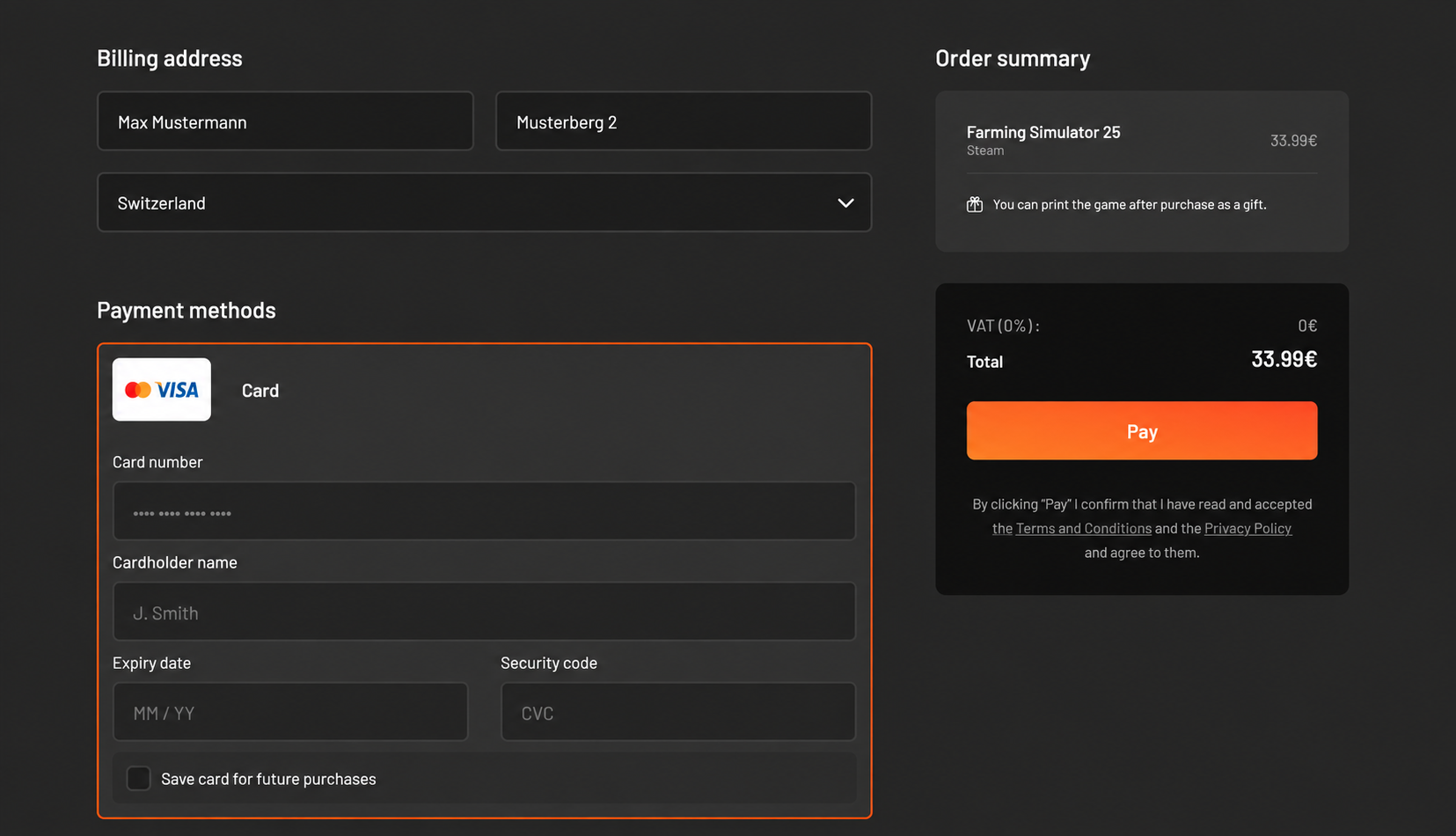 Example of the Instant Gaming checkout and payment options