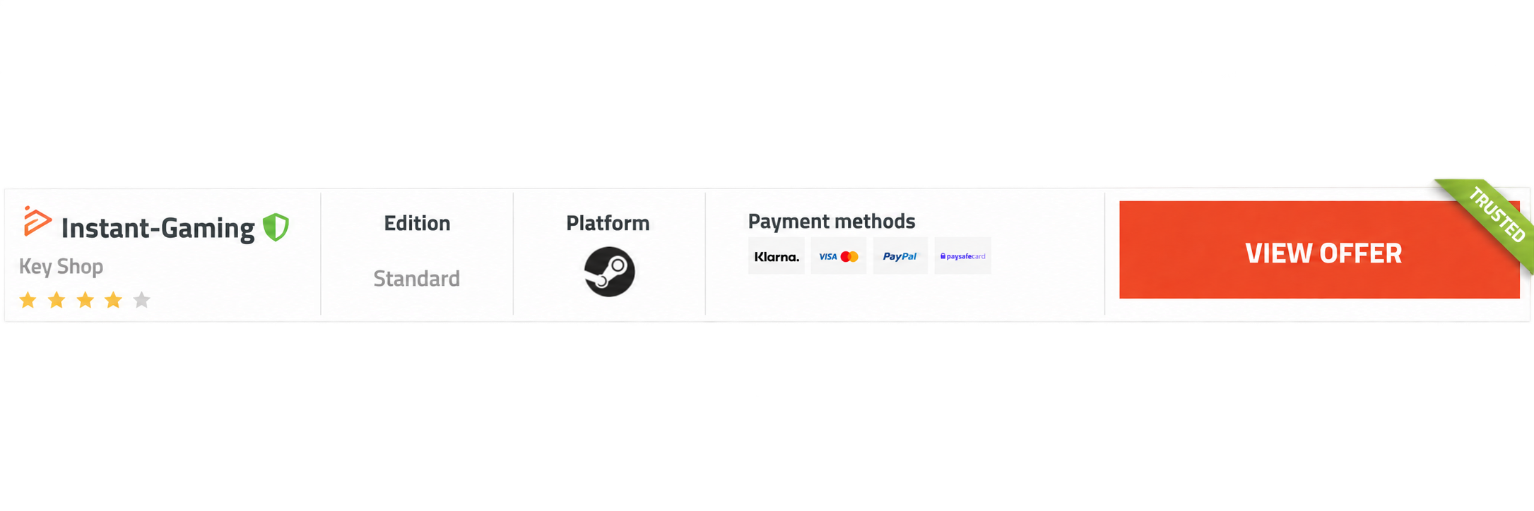 Trusted badge displayed on an Instant Gaming offer